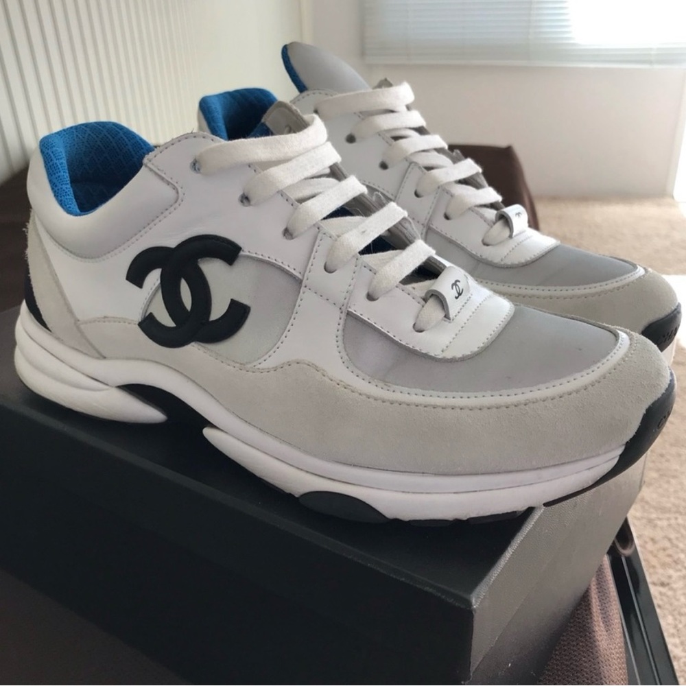 Chanel Interlocking CC Logo Suede Sneakers